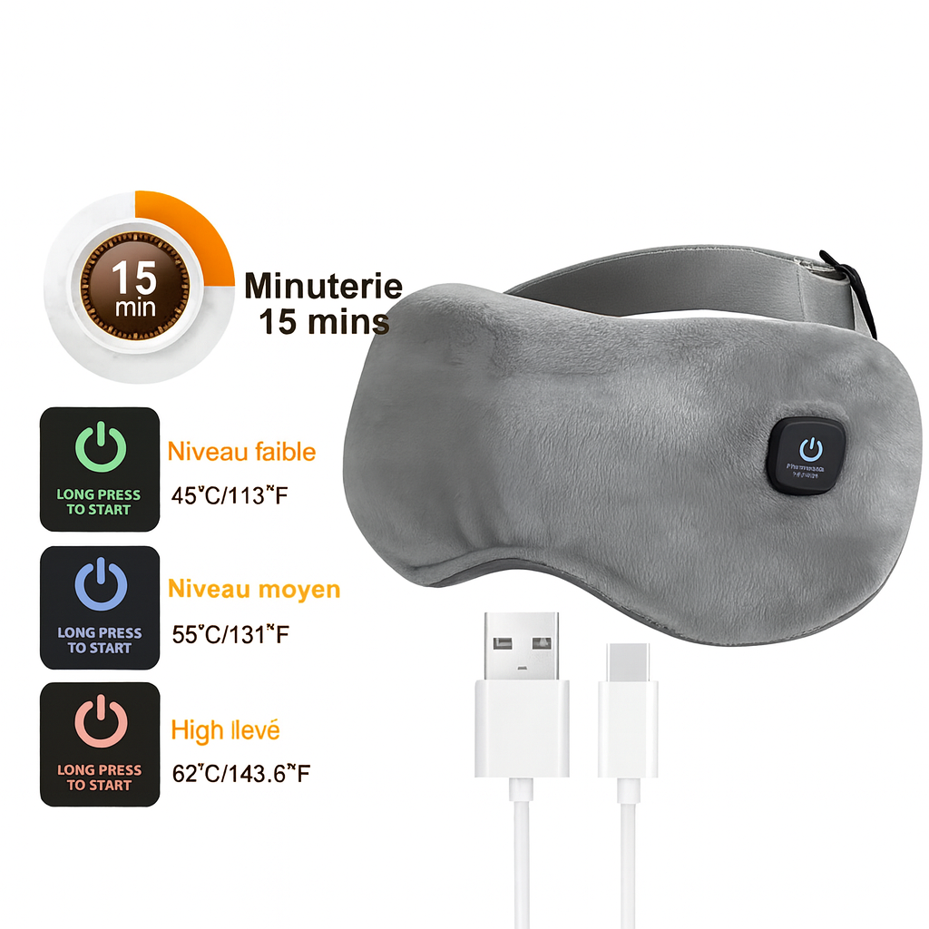 Masque Yeux Chauffant & Massant – Fatigue Oculaire & Télétravail