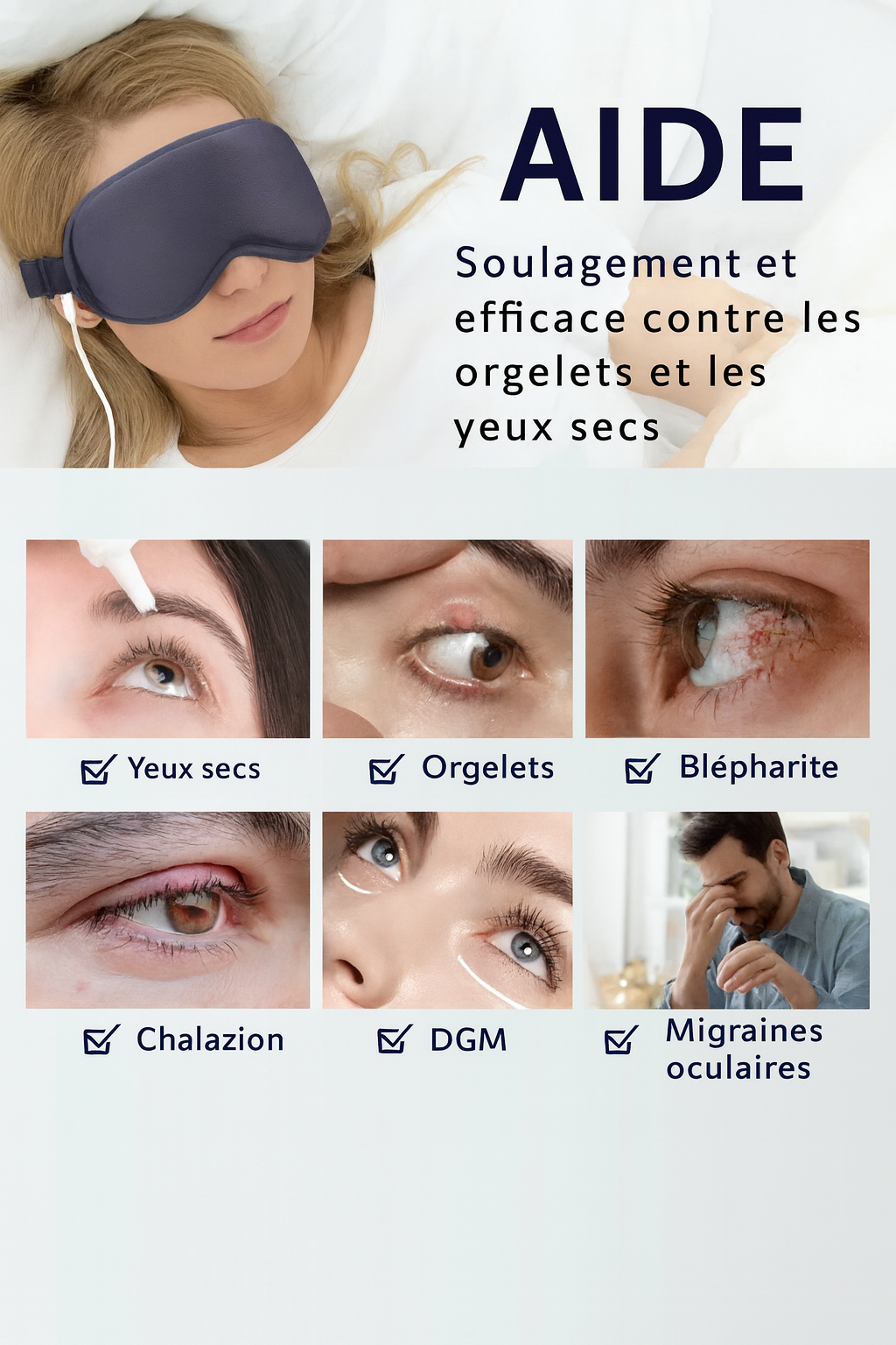 Masque Yeux Chauffant & Massant – Fatigue Oculaire & Télétravail