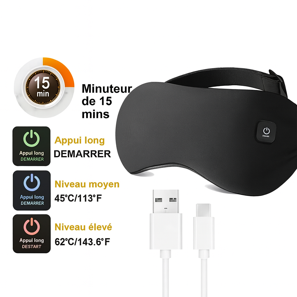 Masque Yeux Chauffant & Massant – Fatigue Oculaire & Télétravail